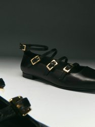 Luke Black Leather Ballet Flats