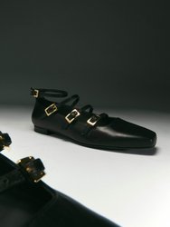 Luke Black Leather Ballet Flats