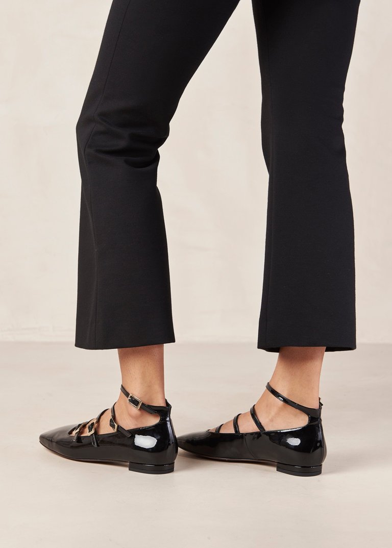 Luke Onix Black Leather Ballet Flats