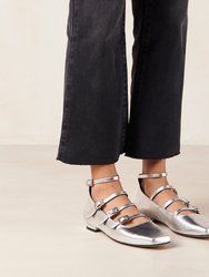 Luke Shimmer Silver Leather Ballet Flats