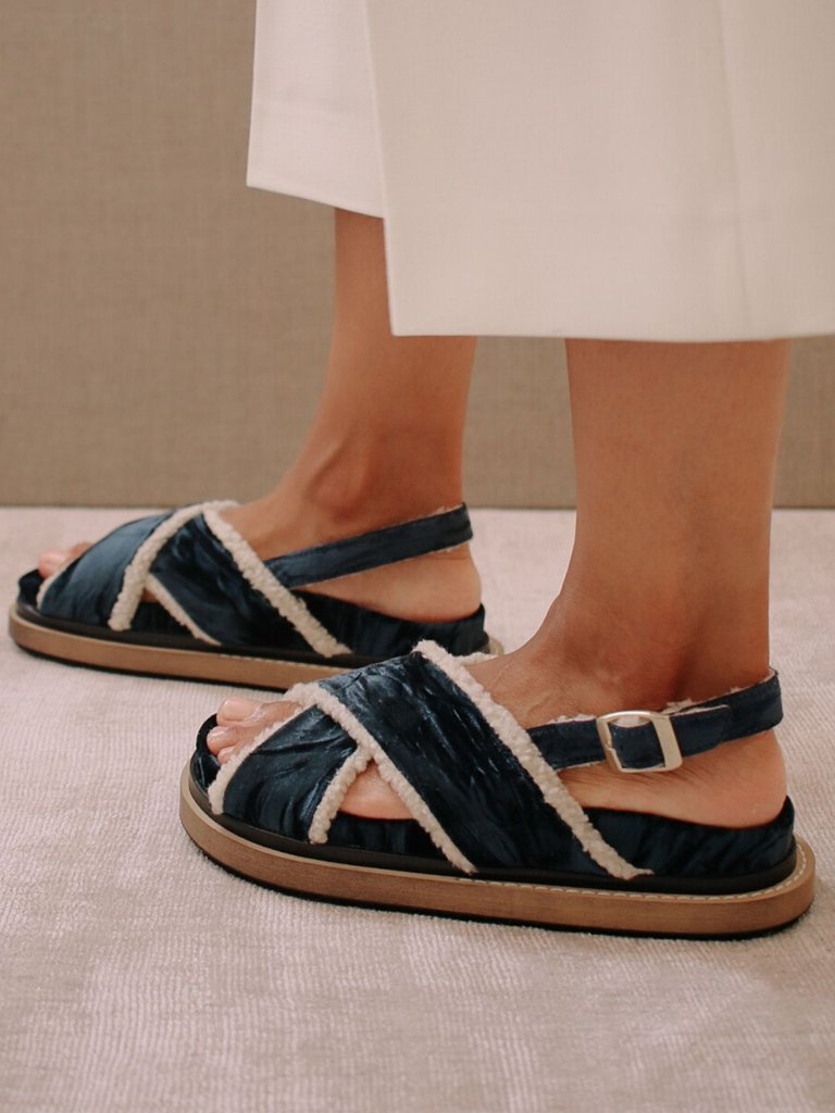 Marshmallow Blue Velvet Sandals