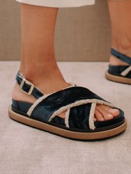 Marshmallow Blue Velvet Sandals