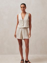 Mina Natural Linen Vest - Beige