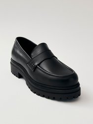 Obsidian Leather Loafers - Black