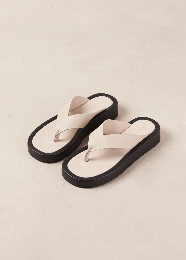 ALOHAS Cream Overcast Cream Leather Sandals Verishop