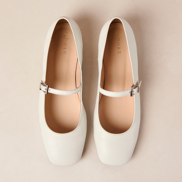 Por Do Sol Cream Leather Ballet Flats - Cream