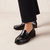 Rivet Black Leather Loafers