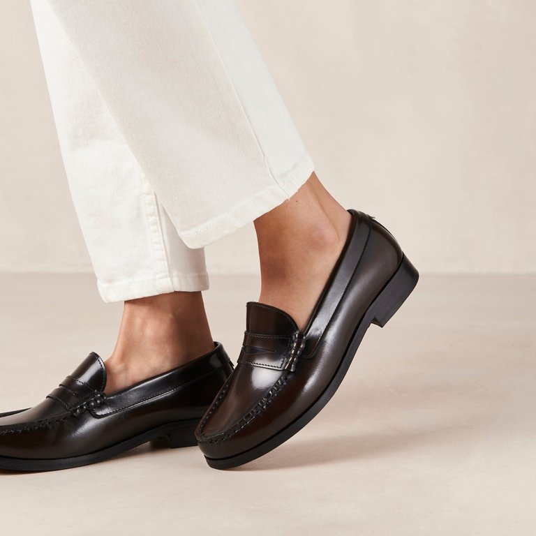 Rivet Brushed Coffee Brown Leather Loafers