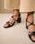 Sophie Corn Leather Sandals - Black