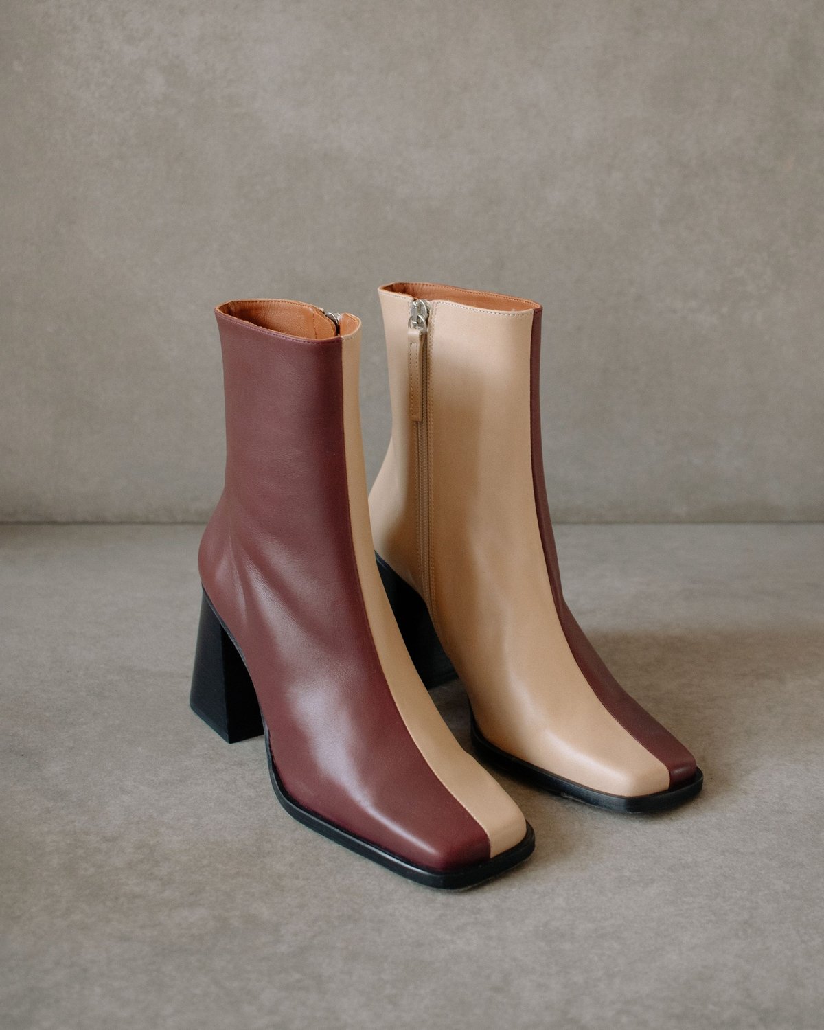 ALOHAS Burgundy Stone Beige South Bicolor Boots | Verishop