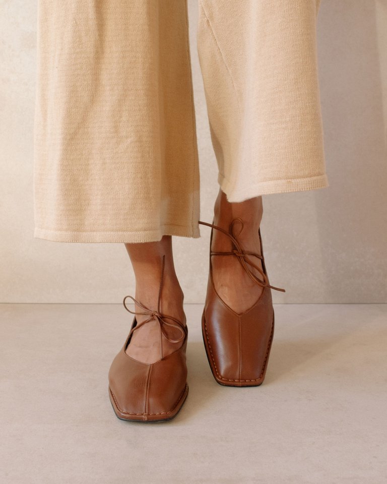 Sway Leather Ballet Flats - Chestnut Brown