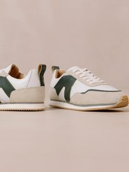 TB.015 Leather Sneakers - Bright White/Dark Green
