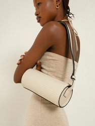 The I Pleated Cream Leather Shoulder Bag