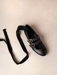 Thekla Black Leather Ballet Flats