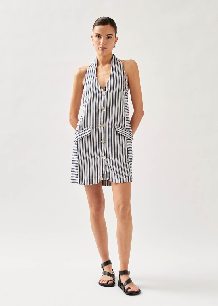 Tulipe Stripes Blue And White Dress - Blue And White