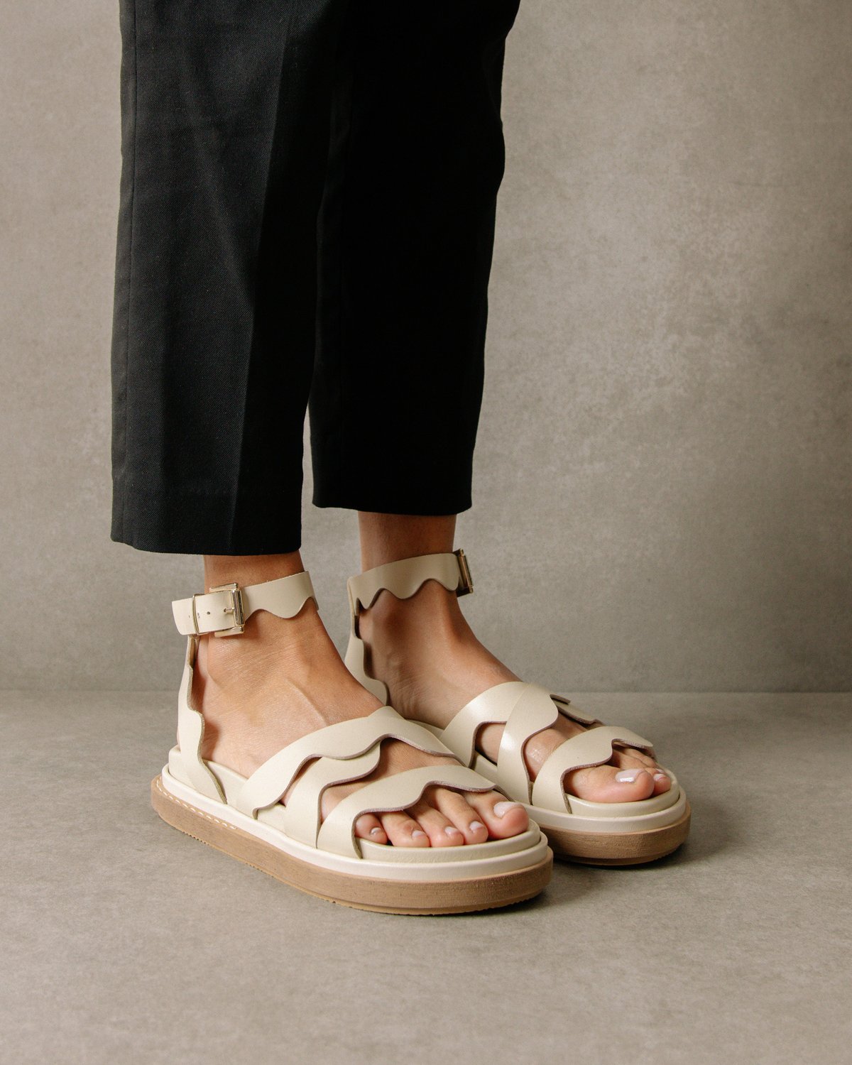 ALOHAS Cream Wavy Cream Sandals Verishop