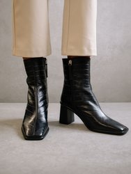 West Cape Croco Black Leather Ankle Boots