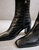 West Cape Croco Black Leather Ankle Boots