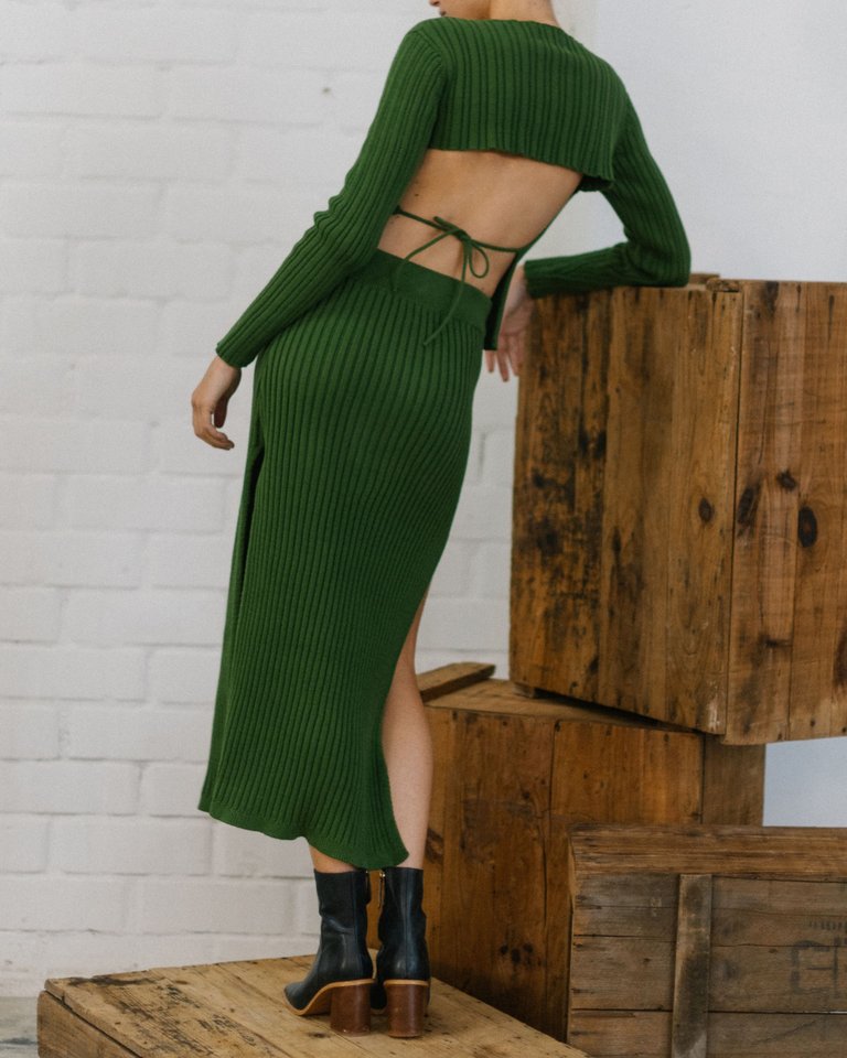 Wise Opened Knit Skirt Emerald