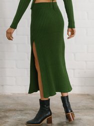 Wise Opened Knit Skirt Emerald - Emerald Green