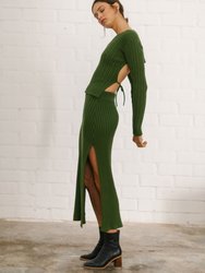 Wise Opened Knit Skirt Emerald