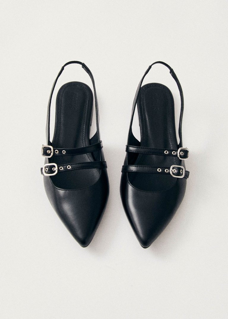 Wren Black Leather Ballet Flats - Black