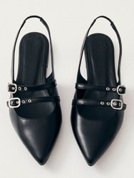 Wren Black Leather Ballet Flats