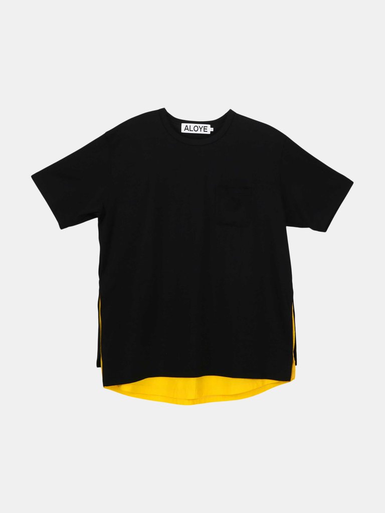 Aloye Men's Black / Yellow Shirt Fabrics Short Sleeve Layered T-Shirt Graphic - Black / Yellow