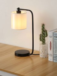 Black Industrial Iron Desk Lamp With Fabric Shade - Black