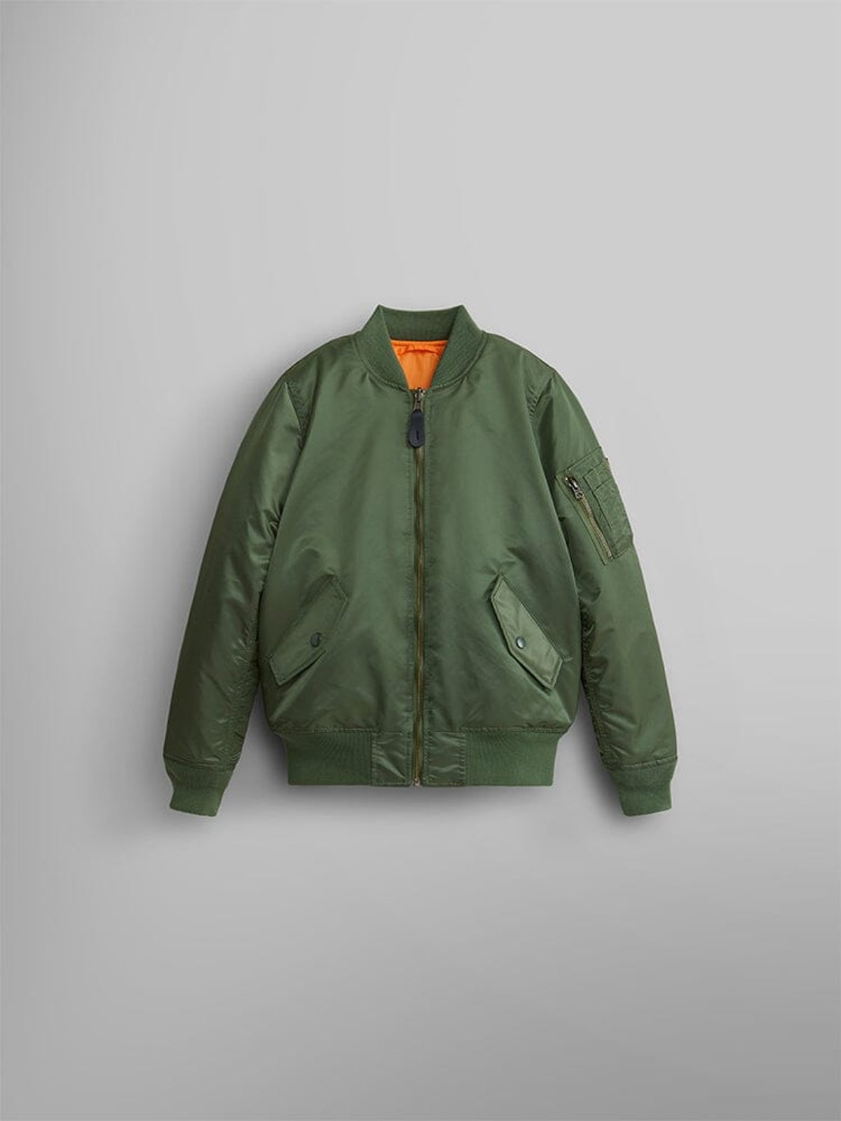 Alpha Industries Ma-1 Longline Bomber Jacket With Contrast Lining - Sage  Green