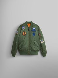 Youth Ma-1 Bomber Jacket W/ Patches - Sage Green