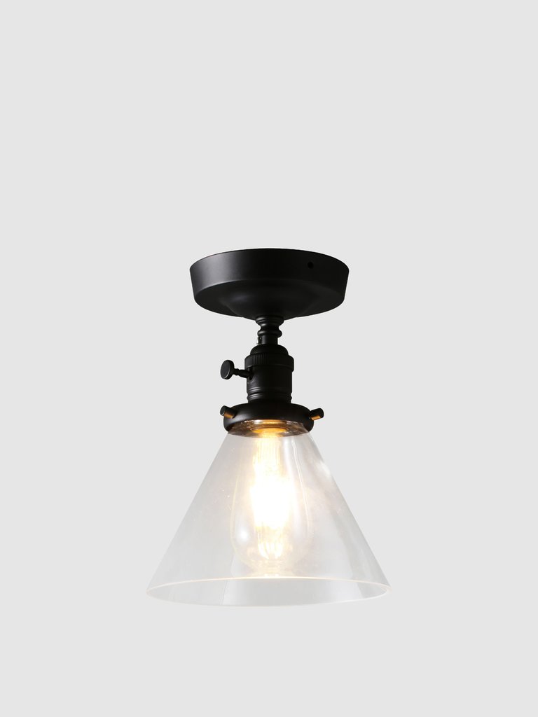 Black Metal Semi-Flush Mount Light With Shade