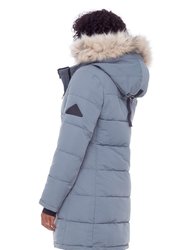 Aulavik | Women's Vegan Down (Recycled) Mid-Length Hooded Parka Coat, Slate
