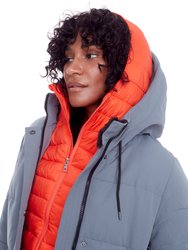 Aulavik | Women's Vegan Down (Recycled) Mid-Length Hooded Parka Coat, Slate