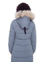 Aulavik | Women's Vegan Down (Recycled) Mid-Length Hooded Parka Coat, Slate