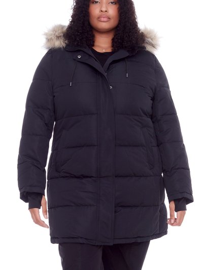 Alpine North AULAVIK PLUS | WOMEN'S VEGAN DOWN (RECYCLED) MID-LENGTH HOODED PARKA COAT, BLACK (PLUS SIZE) product