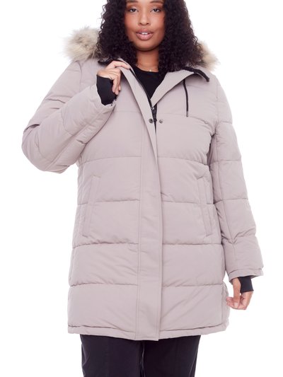 Alpine North Aulavik Plus | Women's Vegan Down (Recycled) Mid-Length Hooded Parka Coat, Light Taupe (Plus Size) product