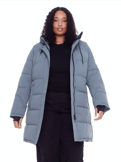 Alpine North  Aulavik Plus | Women's Vegan Down (Recycled) Mid-Length Hooded Parka Coat, Slate (Plus Size) product