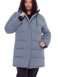 Aulavik Plus | Women's Vegan Down (Recycled) Mid-Length Hooded Parka Coat, Slate (Plus Size)