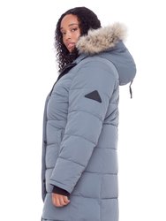  Aulavik Plus | Women's Vegan Down (Recycled) Mid-Length Hooded Parka Coat, Slate (Plus Size)