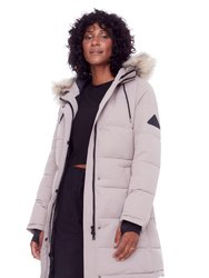 Aulavik | Women's Vegan Down (Recycled) Mid-Length Hooded Parka Coat, Light Taupe - Light Taupe