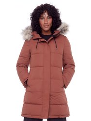 Aulavik Women's Vegan Down (Recycled) Mid-Length Hooded Parka Coat, Maple - MAPLE