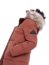 Aulavik Women's Vegan Down (Recycled) Mid-Length Hooded Parka Coat, Maple