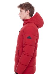 Banff | Men's Vegan Down (Recycled) Mid-Weight Quilted Puffer Jacket, Deep Red