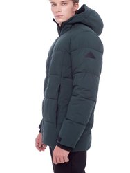 Banff | Men's Vegan Down (Recycled) Mid-Weight Quilted Puffer Jacket, Deep Green
