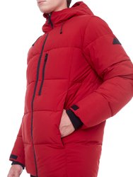 Banff | Men's Vegan Down (Recycled) Mid-Weight Quilted Puffer Jacket, Deep Red