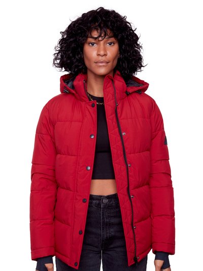 Alpine North FORILLON | WOMEN'S VEGAN DOWN (RECYCLED) SHORT QUILTED PUFFER JACKET, DEEP RED product