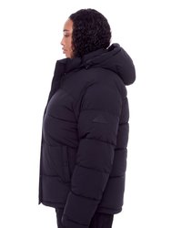 Forillon Plus | Women's Vegan Down (Recycled) Short Quilted Puffer Jacket, Black (Plus Size)