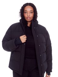 Forillon Plus | Women's Vegan Down (Recycled) Short Quilted Puffer Jacket, Black (Plus Size) - Black