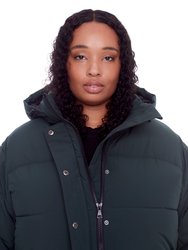 Forillon Plus | Women's Vegan Down (Recycled) Short Quilted Puffer Jacket, Deep Green (Plus Size)